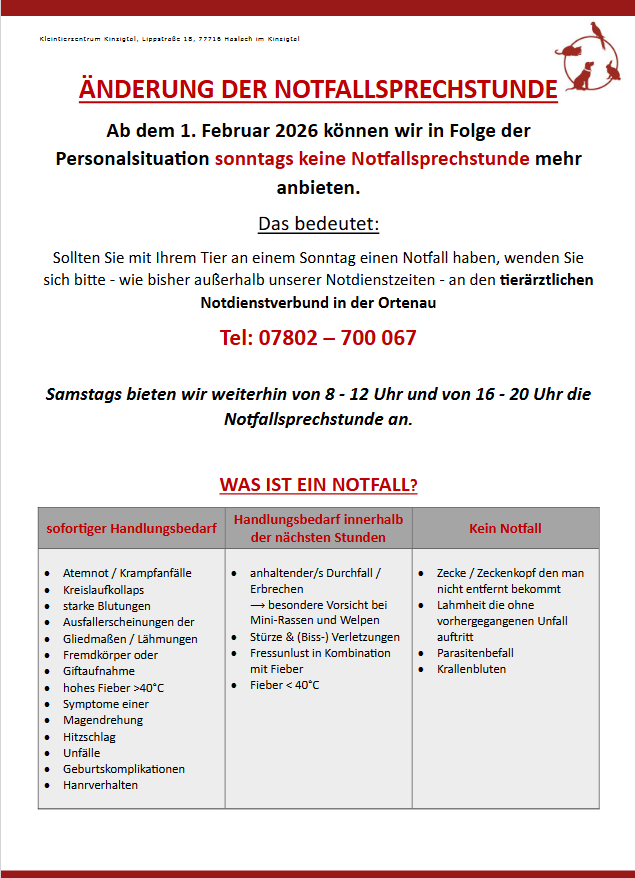 Änderung Notfallsprechstunde